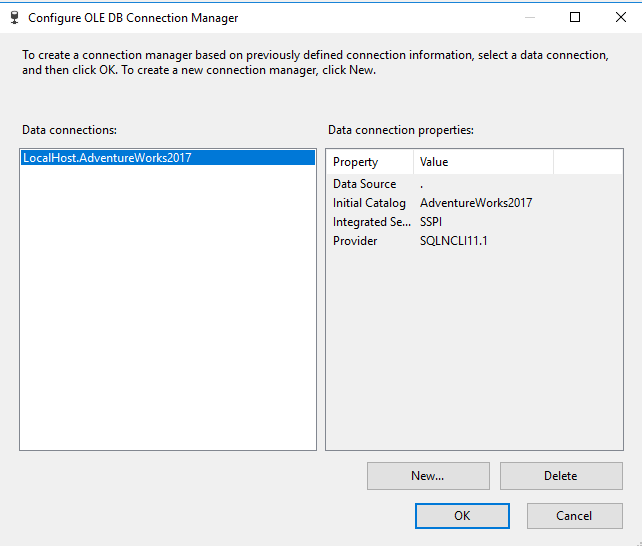 Configure OLE DB Connection Manager